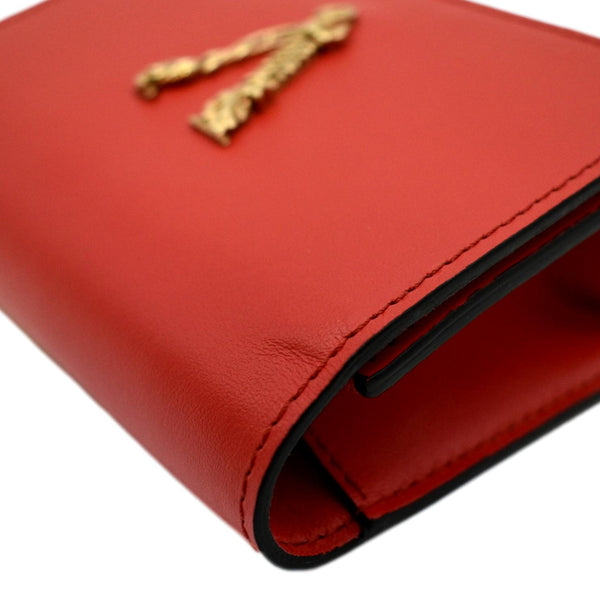 VERSACE Vitello Mini Virtus Calfskin Leather Crossbody Bag Flame Red