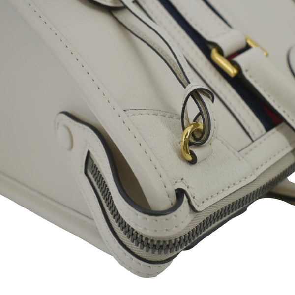 GUCCI Medium Top Handle Leather Shoulder Bag White 715666