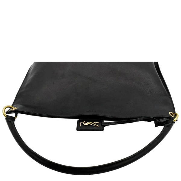 YVES SAINT LAURENT Tag Calfskin Leather Hobo Bag Black