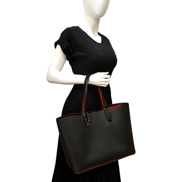 CHRISTIAN LOUBOUTIN Cabata Large Empire Paris Leather Tote Bag Black