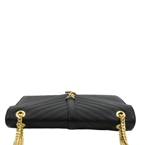 YVES SAINT LAURENT Large Envelope Flap Matelasse Leather Shoulder Bag Black