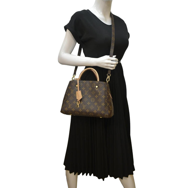 LOUIS VUITTON Montaigne BB Monogram Canvas Satchel Bag Brown