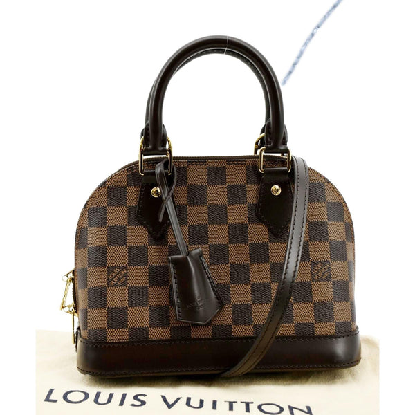 LOUIS VUITTON Alma BB Damier Ebene Satchel Crossbody Bag Brown