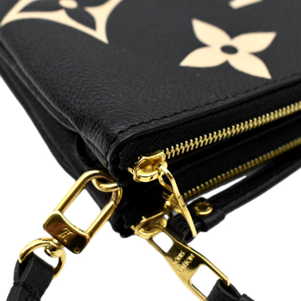 LOUIS VUITTON Double Zip Pochette Monogram Empreinte Crossbody Bag Bicolor