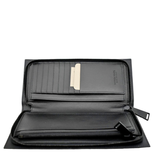 BOTTEGA VENETA Intrecciato Leather Long Wallet Black