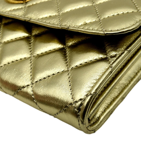 VERSACE Medusa Wallet On Chain Metallic Leather Crossbody Bag Gold