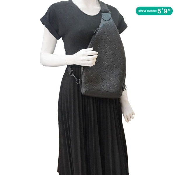 LOUIS VUITTON Duo Sling Monogram Shadow Backpack Bag Black