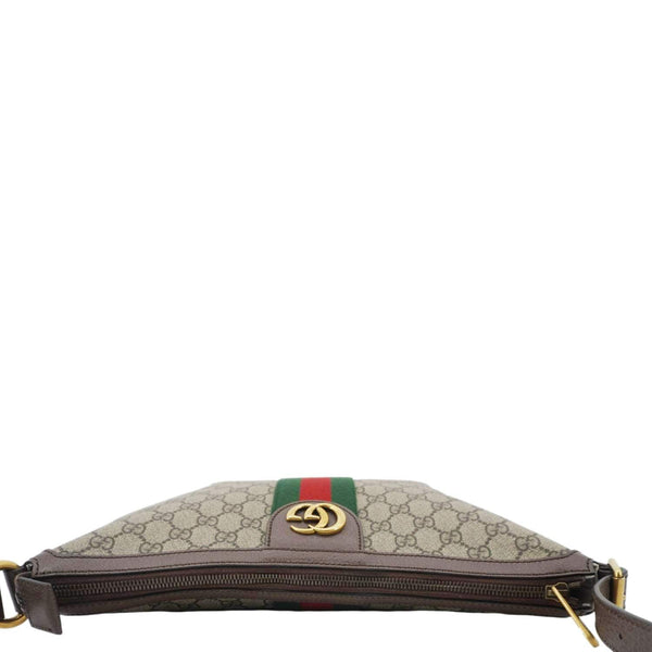 GUCCI Ophidia Web Half Moon GG Supreme Canvas Hobo Bag Beige 598125