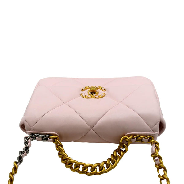 CHANEL 19 Medium Flap Quilted Lambskin Leather Shoulder Bag Light Pink