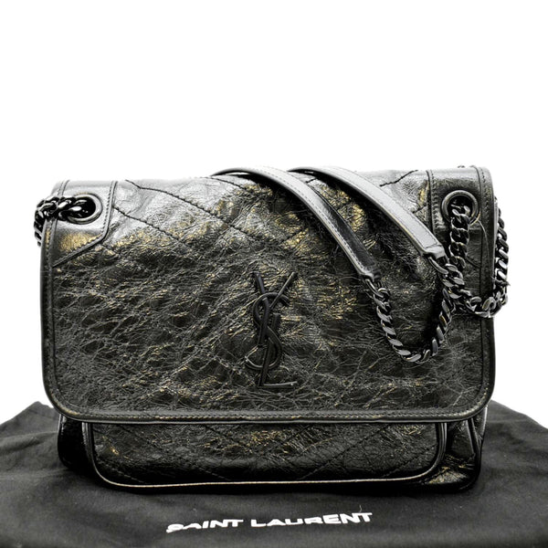 YVES SAINT LAURENT Niki Medium Leather Shoulder Bag Black