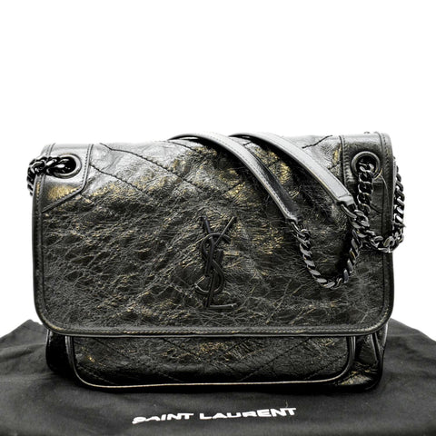 YVES SAINT LAURENT Niki Medium Leather Shoulder Bag Black