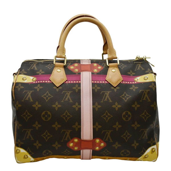 LOUIS VUITTON Summer Trunks Speedy 30 Monogram Canvas Satchel Bag Brown