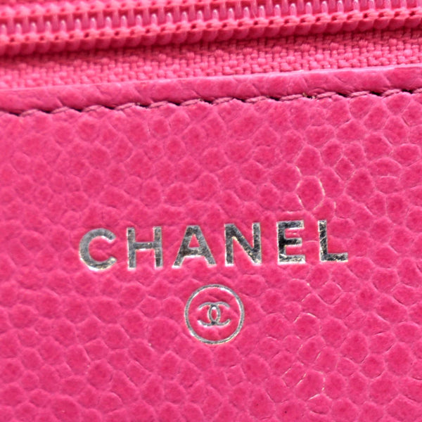 CHANEL WOC Quilted Caviar Leather Crossbody Wallet Pink
