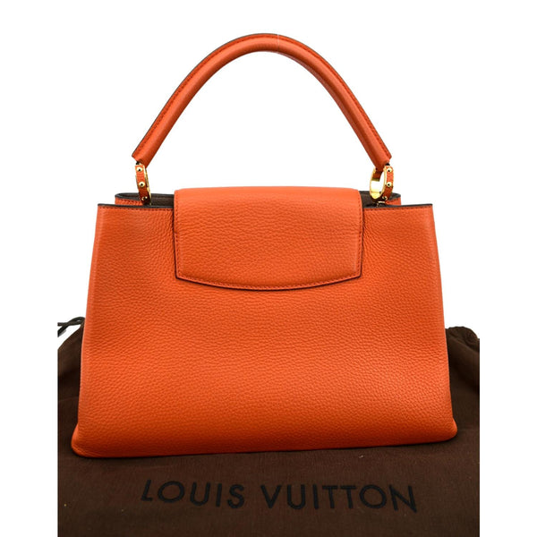 LOUIS VUITTON Capucines MM Taurillon Leather Satchel Bag Orange