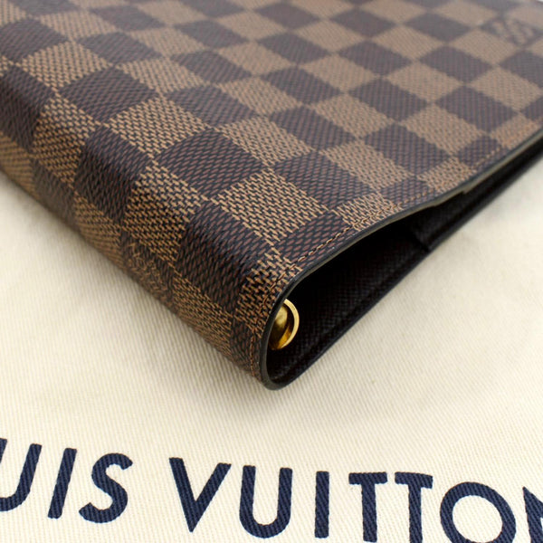 LOUIS VUITTON Ring Agenda Cover Large Damier Ebene Cover Brown
