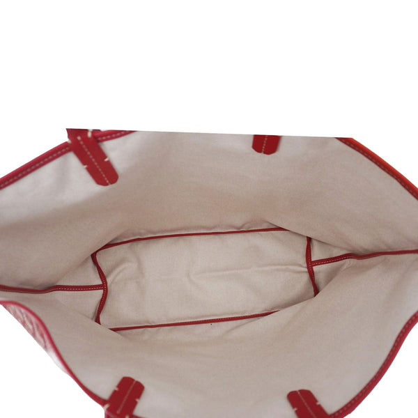 Inside View of Goyard Saint Louis PM Red Tote with Leather Trim