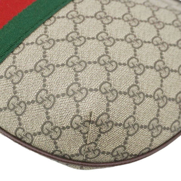 GUCCI Ophidia Web Half Moon GG Supreme Canvas Hobo Bag Beige 598125