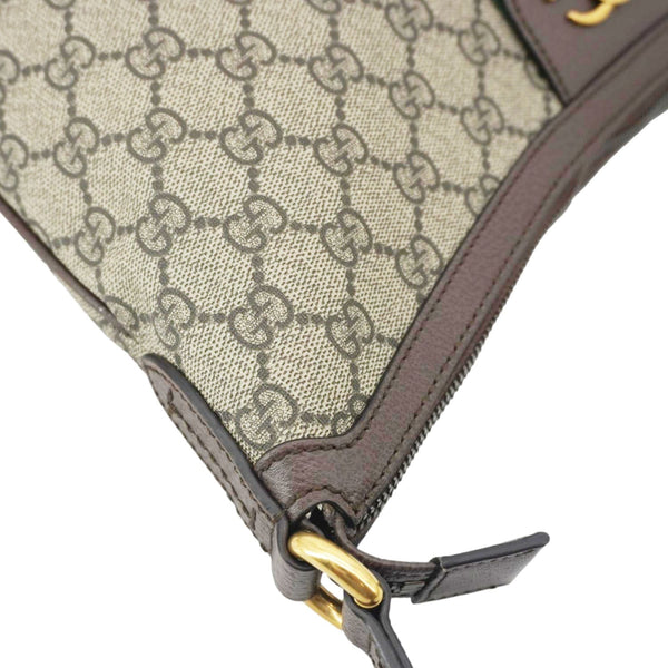 GUCCI Ophidia Web Half Moon GG Supreme Canvas Hobo Bag Beige 598125