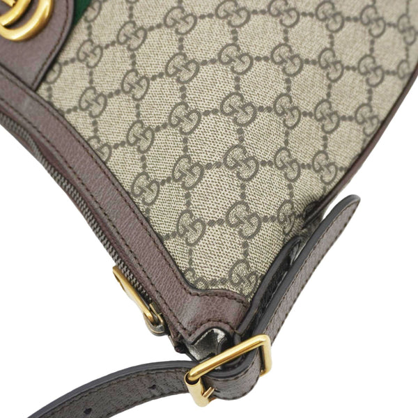 GUCCI Ophidia Web Half Moon GG Supreme Canvas Hobo Bag Beige 598125