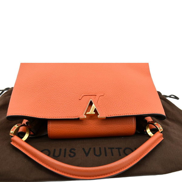 LOUIS VUITTON Capucines MM Taurillon Leather Satchel Bag Orange