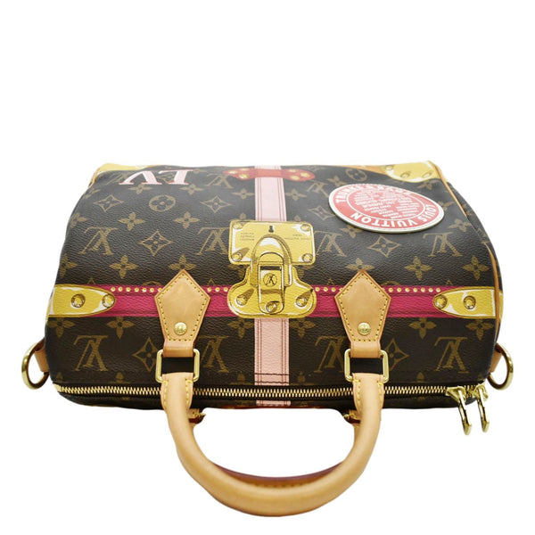 LOUIS VUITTON Summer Trunks Speedy 30 Monogram Canvas Satchel Bag Brown
