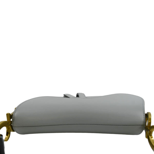 CHRISTIAN DIOR Saddle Smooth Calfskin Leather Satchel Shoulder Bag Placid Blue