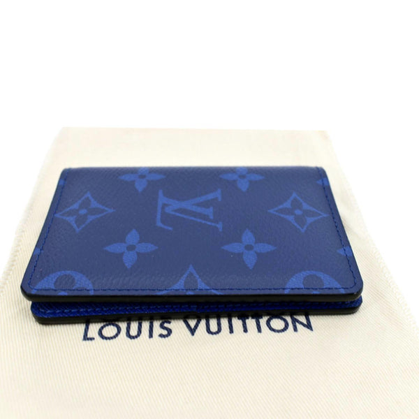 LOUIS VUITTON Monogram Leather Pocket Organizer Navy Blue