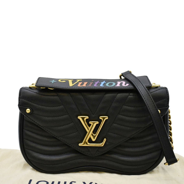 LOUIS VUITTON New Wave Chain MM Calfskin Leather Shoulder Bag Black