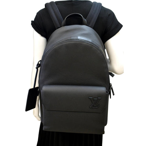 LOUIS VUITTON Takeoff Aerogram Grained Calf Leather Backpack Black