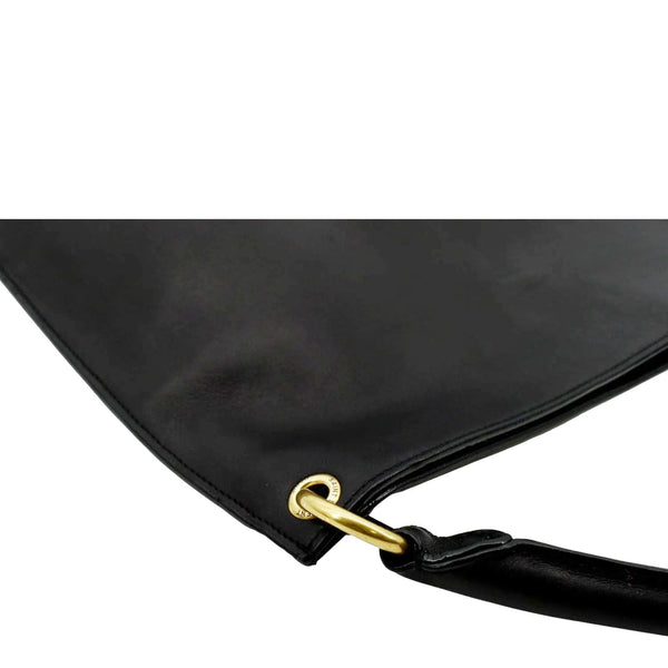 YVES SAINT LAURENT Tag Calfskin Leather Hobo Bag Black