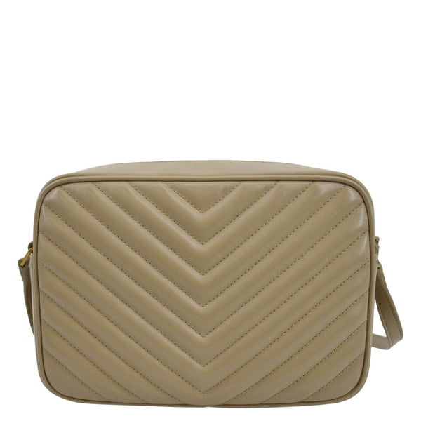 YVES SAINT LAURENT Lou Chevron Leather Camera Crossbody Bag Beige