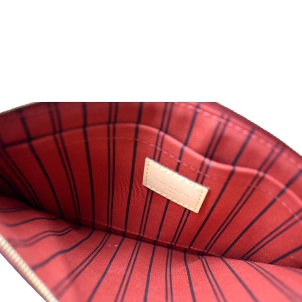 LOUIS VUITTON Neverfull Monogram Canvas Pochette Wristlet Pouch Cerise