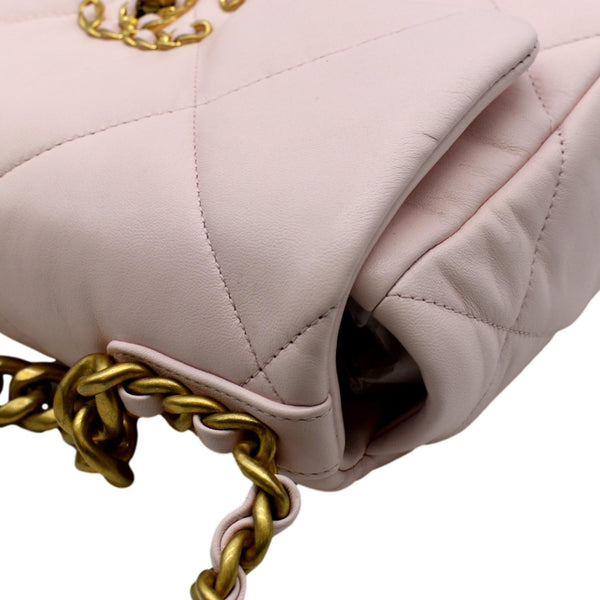 CHANEL 19 Medium Flap Quilted Lambskin Leather Shoulder Bag Light Pink