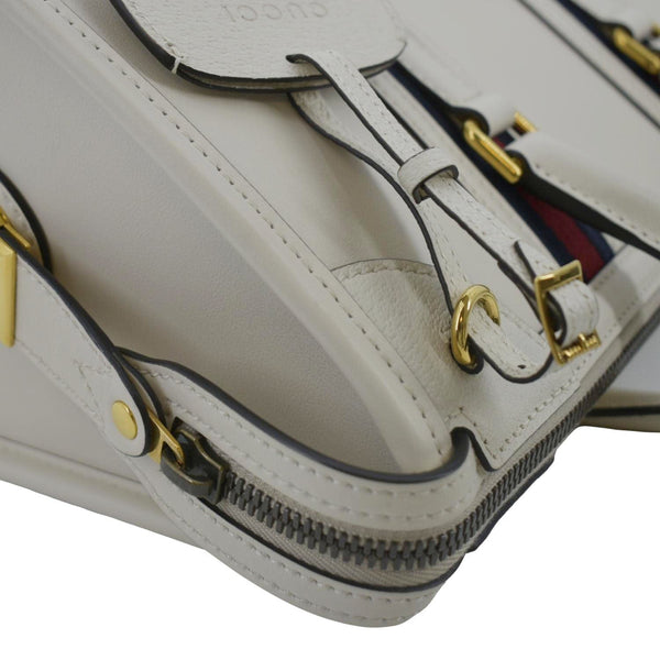 GUCCI Medium Top Handle Leather Shoulder Bag White 715666