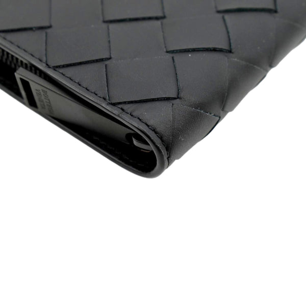BOTTEGA VENETA Intrecciato Leather Long Wallet Black