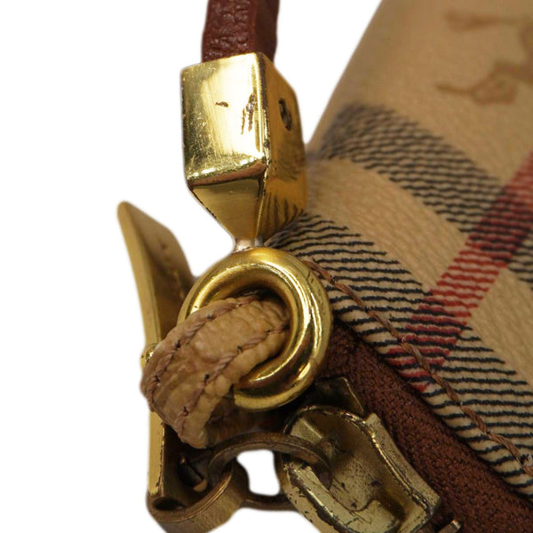 BURBERRY Haymarket House Check Canvas Pochette Bag Beige