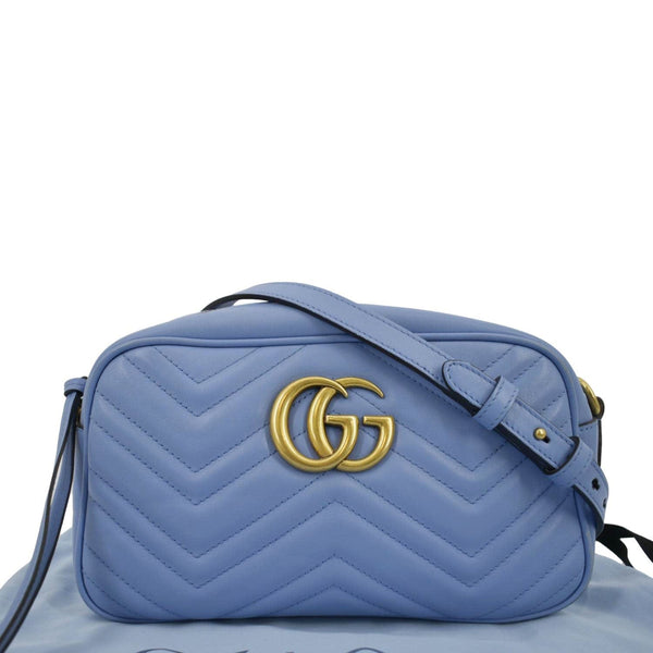 GUCCI GG Marmont Matelasse Leather Crossbody Bag Light Blue 447632
