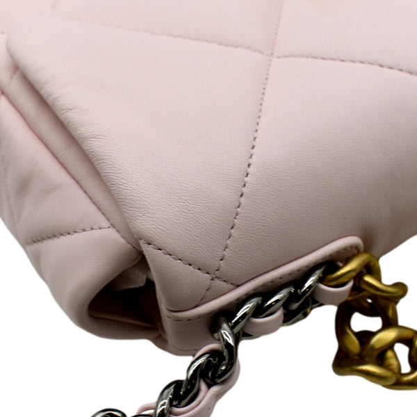 CHANEL 19 Medium Flap Quilted Lambskin Leather Shoulder Bag Light Pink
