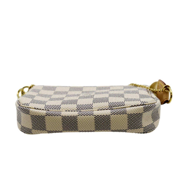 LOUIS VUITTON Mini Pochette Damier Azur Accessoires Pouch White