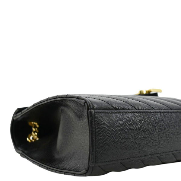 YVES SAINT LAURENT Large Envelope Flap Matelasse Leather Shoulder Bag Black