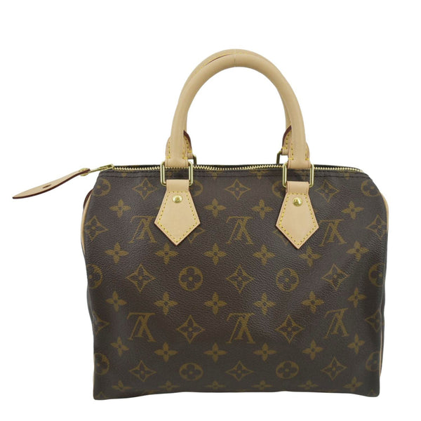 LOUIS VUITTON Speedy 25 Monogram Canvas Satchel Bag Brown