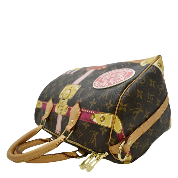 LOUIS VUITTON Summer Trunks Speedy 30 Monogram Canvas Satchel Bag Brown