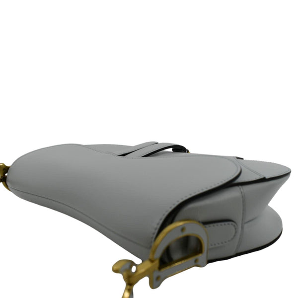 CHRISTIAN DIOR Saddle Smooth Calfskin Leather Satchel Shoulder Bag Placid Blue