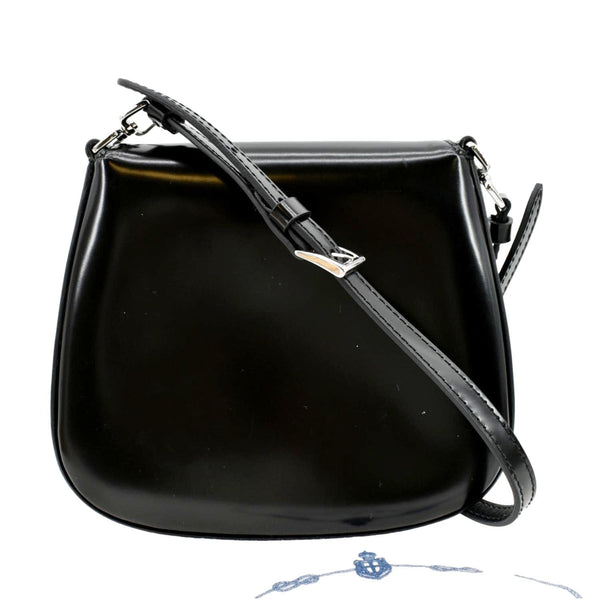 PRADA Cleo Mini Brushed Leather Crossbody Bag Black