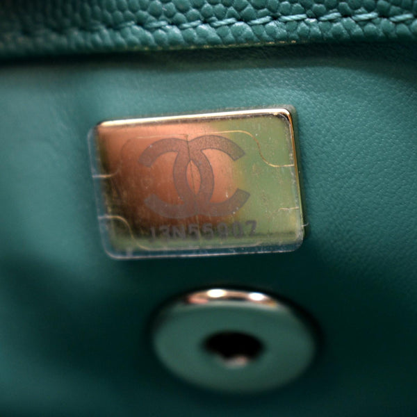 CHANEL Coco Mini Top Handle Caviar Leather Shoulder Bag Green