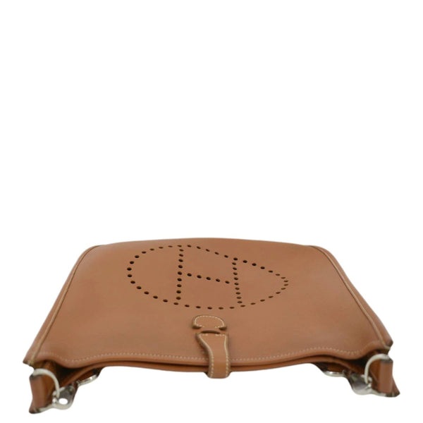 HERMES Evelyne PM III Clemence Leather Crossbody Bag Tan