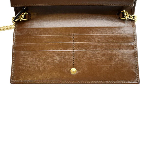 GUCCI Horsebit 1955 GG Supreme Canvas Crossbody Chain Wallet Beige 621392