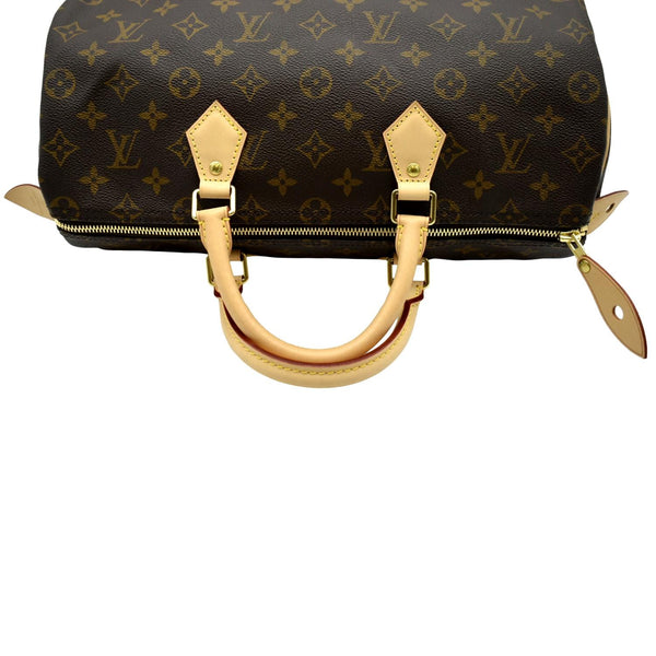 LOUIS VUITTON Speedy 35 Monogram Canvas Satchel Bag Brown