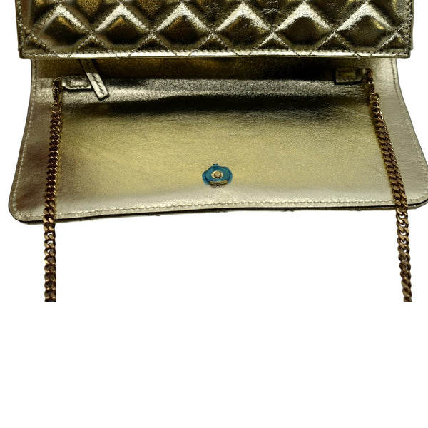 VERSACE Medusa Wallet On Chain Metallic Leather Crossbody Bag Gold