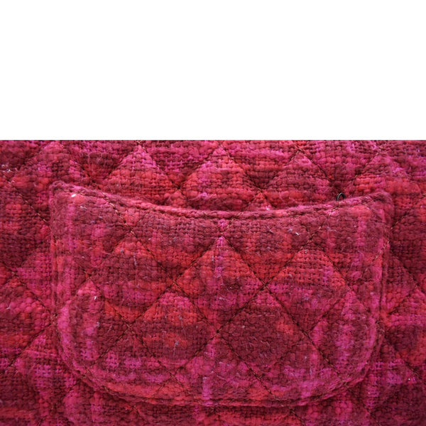 CHANEL Coco Top Handle Tweed Shoulder Bag Pink